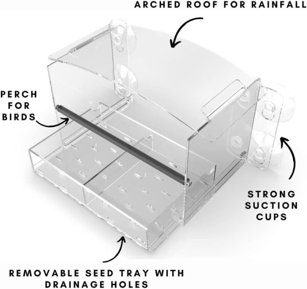 Window Bird Feeder - Clear View Outdoor Window Birdfeeder with Easy Refill, Strong Suction Cups - Image 5