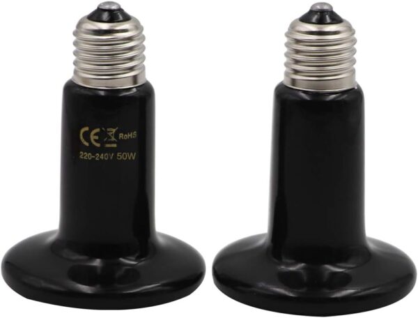 M.Z.A 50W Ceramic Heat Emitter Lamp Terrarium Reptile Heat Bulb Infrared Basking Heating Light Bulb for chicks tortoise Lizards Chicken Amphibian Poultry (50W) - Image 2