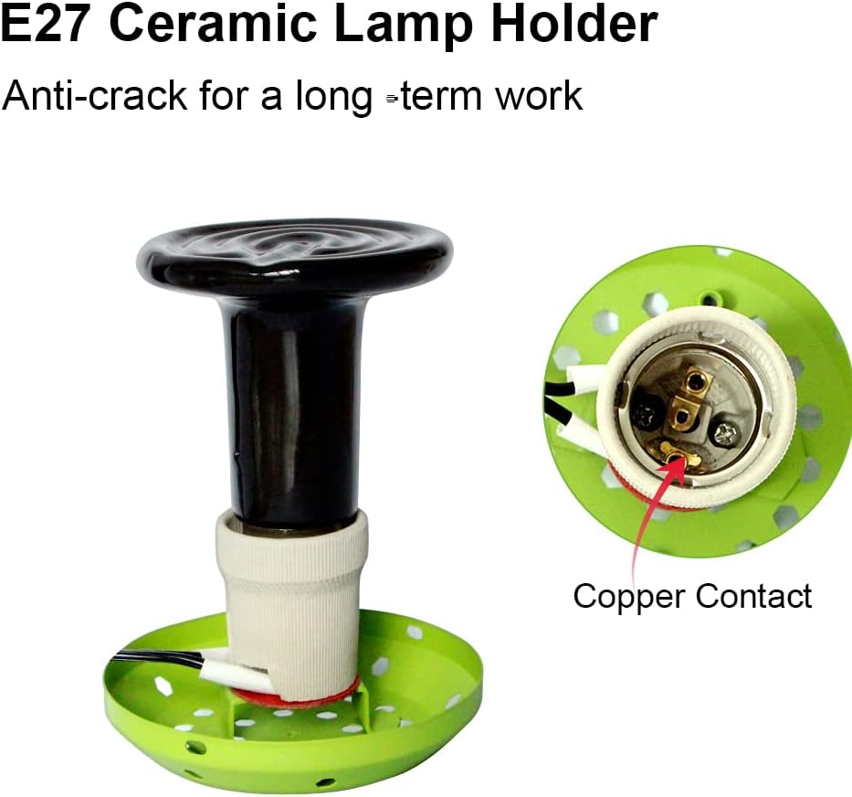 Taixinpower Reptile Heating Lamp and Lampshade, Heater Guard,Heating Lamp Mesh Cover Anti-scald Lampshade Ceramic Light Bulb with Enclosure Cage Protector (Size S, Size S) - Image 3