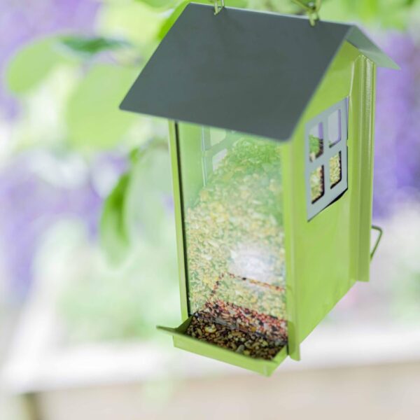 Garden Mile Beach Hut Bird Seed Feeder - Decorative Hanging Feeding Small Birds Feed House, Metal and Plastic Constructed Durable Seed feeding Station for Outdoor, Garden, Patio - Image 4