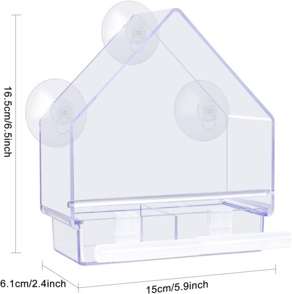 Window Bird Feeder 2 Pack, Bird House for Outside, Window Bird Feeder with Strong Suction Cups and Removable Seed Tray with Drain Holes. Outdoors Birdfeeder for Wild Birds, Cardinal, Bluebird - Image 2