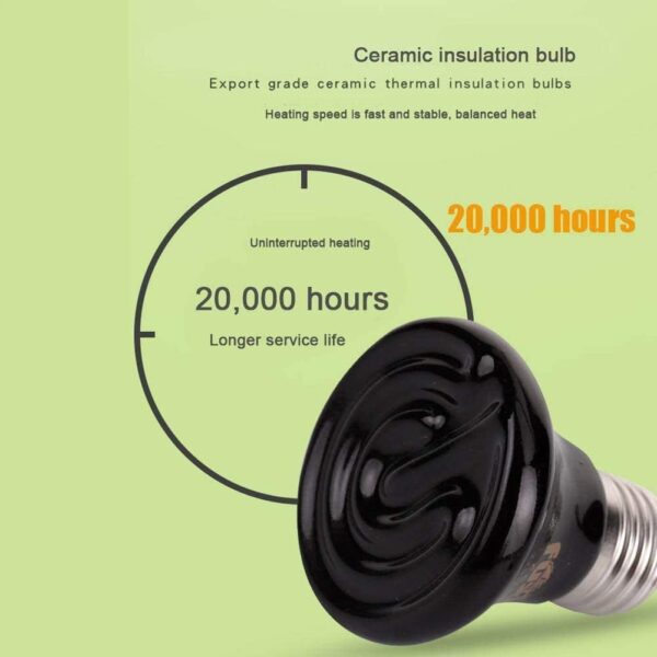 Ceramic Reptile Heating Lamp,E27 Heater Guard Holder with Power Switch,100W Infrared Reptile Heat Light Bulb for Tortoise/Lizard/Snake/Frog,UK Plug 220-230V - Image 7