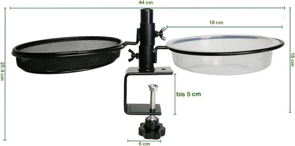 HRAYLTOP Deck Bird Feeders with Metal Mesh Tray and 2 Water Bowls - Detachable Adjustable Heavy Duty Clamp Bracket, Rail Bird Bath Balcony Porch Railing Feeder Perfect for Attracting Birds. - Image 8