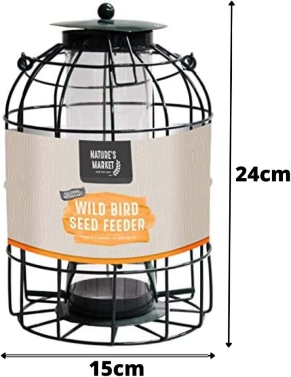 garden mile Wild Bird Feeders for Seeds, Hanging from Trees, Decking or Bird Food Stations in your Garden Outdoor, Enjoy Watching Birds Feeding Wonderful Wildlife and Nature (Caged Feeder) - Image 2