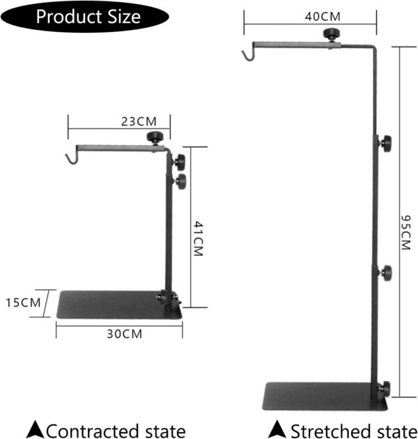 ATB-GIFT Adjustable Reptile Lamp Stand(16 to 37.4 Inch), Landing Lamp Holder Bracket with Base for Reptile Glass Terrarium Heating Light - Image 2