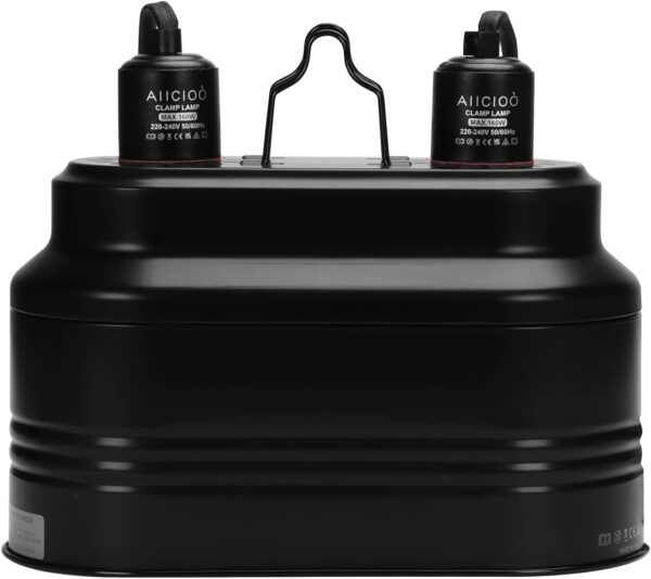 AIICIOO Dual Reptile Light Fixture Deep Dome Lamp Shade for UVB Heating Lamp Double Lamp Cap Combo Kit for Reptiles and Amphibians Montage Clip - Image 2