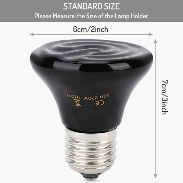 Reptile Heat Lamp 100W,Terrarium Ceramic Heat Emitter Bulb E27 Infrared Ceramic Heat Light Lamps for Reptiles/Tortoise/Chicken/Puppy - Image 5