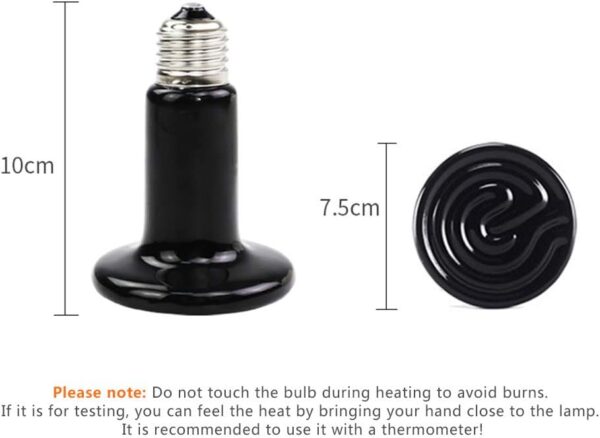 Xiedeai Reptiles Amphibians Terrarium Heat Lamps - 2Pcs 25W Infrared Ceramic Reptile Heater Lizards Tortoise Pet Terrarium Emitter Bulb No Light Heating Lamp E27 220-240V - Image 2