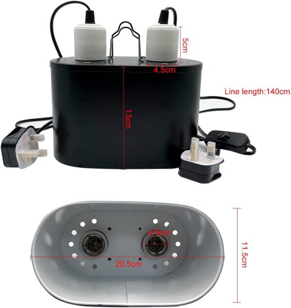 hisunfarm Dual Reptile Light Fixture for Reptile Dome Lamp Shade, UVB UVA Heating Lamp Fixture Double Lamp Cap Combo an-ti Hot Basket, Amphibian Terrarium Accessory - Image 2
