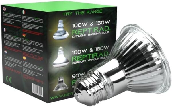Retics & Reptiles | REPTIRAD Dimmable Halogen Heat Lamp 100 Watt | UVA, Infrared | E27 Screw Thread | Basking Bulb for Heat & Light | Snakes, Lizards, Tortoises and More (1 x 100w) - Image 7