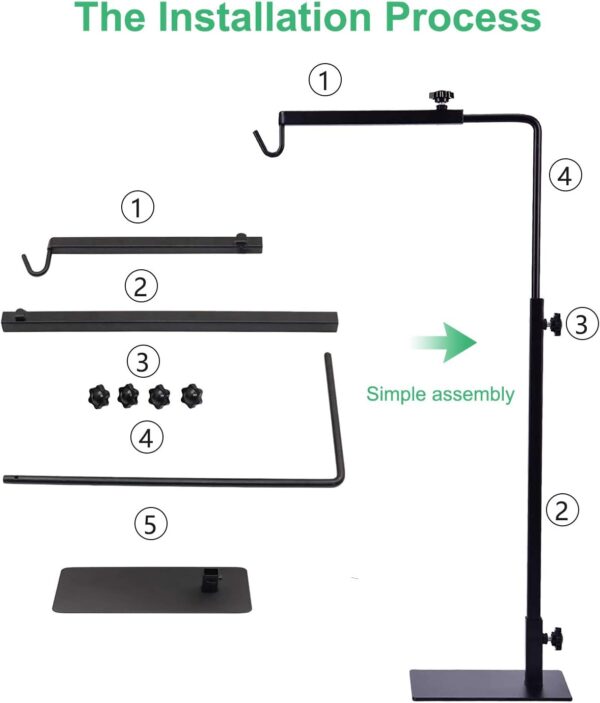 Taixinpower Reptile Lamp Stand for Habitat Cage, Landing Lamp Holder Bracket with Base, Support for Reptile Terrarium Light Stand, Suitable Hermit Crabs, Beard Dragons, Turtles, Geckos, Lizards - Image 4