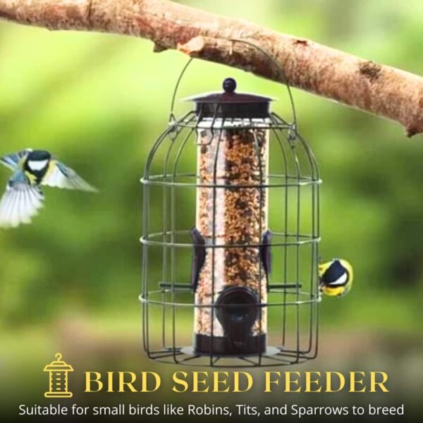 garden mile Wild Bird Feeders for Seeds, Hanging from Trees, Decking or Bird Food Stations in your Garden Outdoor, Enjoy Watching Birds Feeding Wonderful Wildlife and Nature (Caged Feeder) - Image 7