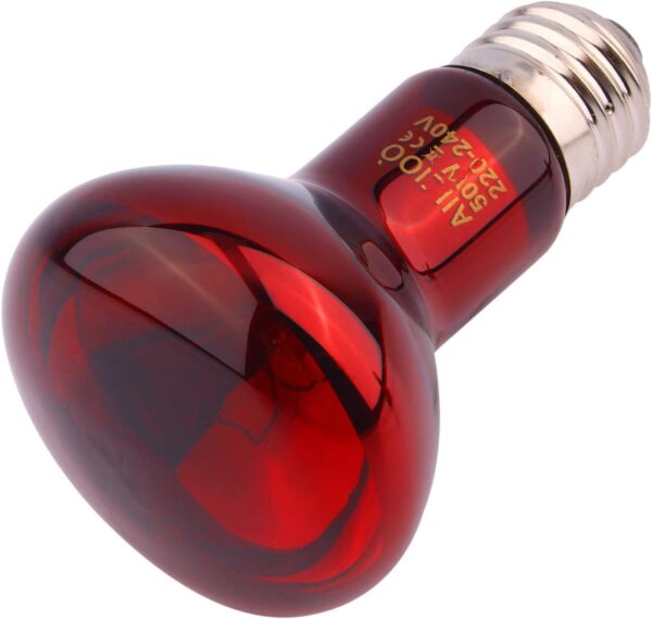 AIICIOO Infrared Heating Bulb Tortoise Red Heat Lamp Bulb Basking Bulb 50W for Lizard, Spider, Frog, Snake, Bearded Dragon2pack Red - Image 5