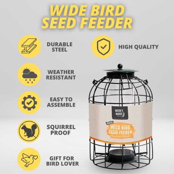 garden mile Wild Bird Feeders for Seeds, Hanging from Trees, Decking or Bird Food Stations in your Garden Outdoor, Enjoy Watching Birds Feeding Wonderful Wildlife and Nature (Caged Feeder) - Image 5