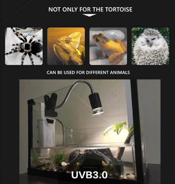 MILIWAN Tortoise Heat Lamp UVA+UVB Basking Lamp 75W+75W Reptile Heat Lamp with Holder E27 Aquarium Basking Light with 360° Rotatable Goose-neck for Reptiles, Lizards, Turtle Snakes, etc - Image 6