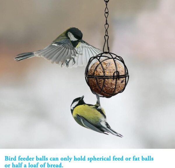 Furado Fat Ball Feeder, 4Pcs Small Hanging Fat Ball Bird Feeder Holder, Hanging Metal Small Bird Feeder for Feeding Outdoor Garden Wildlife Birds, Bird Feeders Hanging Station for Small Wildlife Birds - Image 3
