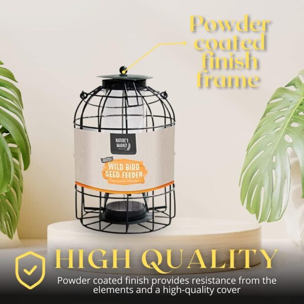 garden mile Wild Bird Feeders for Seeds, Hanging from Trees, Decking or Bird Food Stations in your Garden Outdoor, Enjoy Watching Birds Feeding Wonderful Wildlife and Nature (Caged Feeder) - Image 3