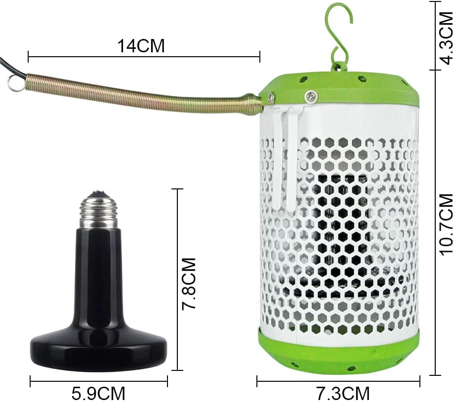 Taixinpower Reptile Heating Lamp and Lampshade, Heater Guard,Heating Lamp Mesh Cover Anti-scald Lampshade Ceramic Light Bulb with Enclosure Cage Protector (Size S, Size S) - Image 5