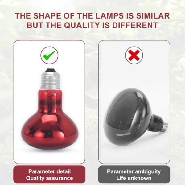Hojalis 2 Pcs Infrared Heat Lamp Bulb, 100W Reptile Red Bulb Heat Lamp, Basking Spot Light Bulb, Tortoise Heat Lamp Bulb, Infrared Reptile Heat Lamp Bulb for Reptile, Lizard, Amphibian, Spider, Snake - Image 5