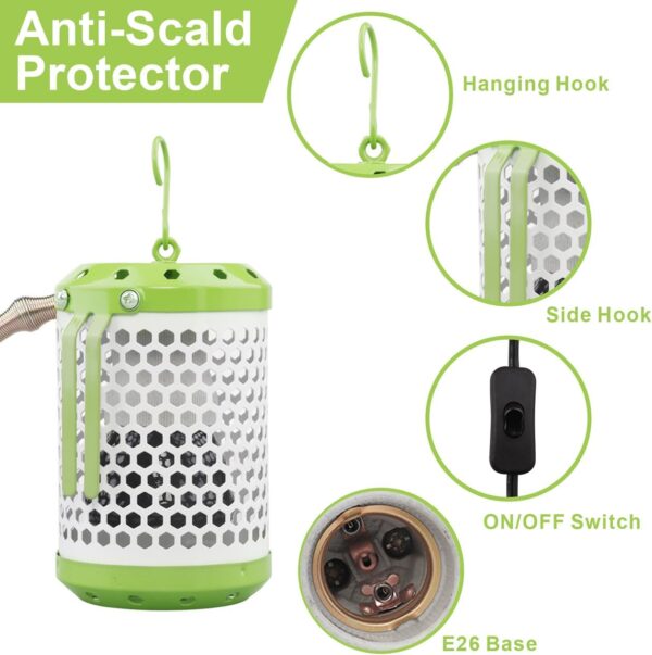 DERNORD Reptile Heat Lamp Fixture - Ceramic Heater Emitter with Anti-Scald Lampshade Heater Guard Lamp Included - Image 2
