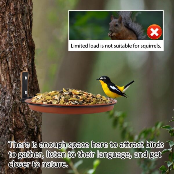 Renyigou 2 Piece Wall Mounted Bird Feeder Hanging Bird Feeder Tray for Garden Bird Feeder Stand Bird Baths Free Standing Installed on Trees Fence Outdoor Walls - Image 5
