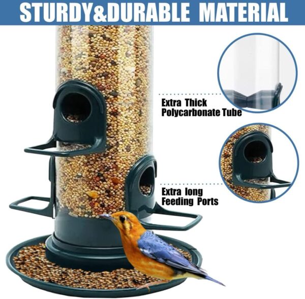 WLLKOO Bird Feeders for Outdoors Hanging, Premium Hard Plastic Bird Feeder with 4 Feeding Ports, Weatherproof & Steel Hanger, Attracting for Wild Birds - Image 2