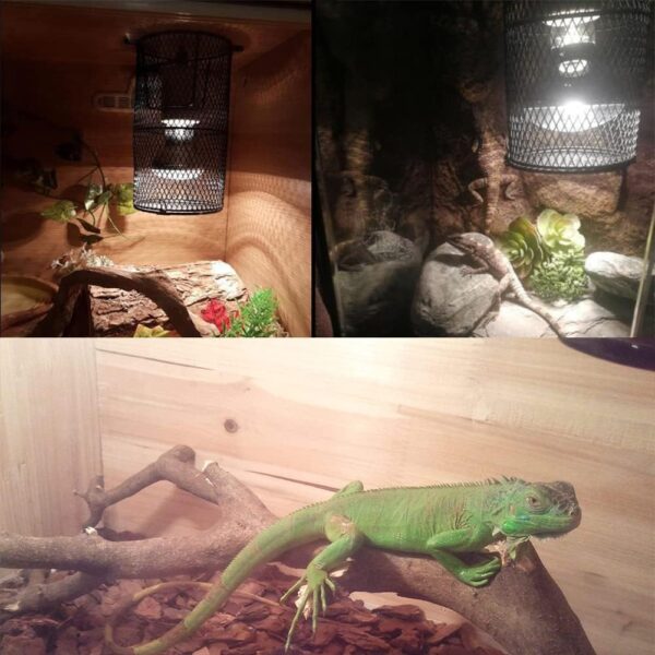 Plus Size Reptile Heat Lamp Holder, Heating Light Bulbs Lampshade Anti-Scald Heater Guard with Switch for Lizard Turtle Snake Birds Chick - Image 8