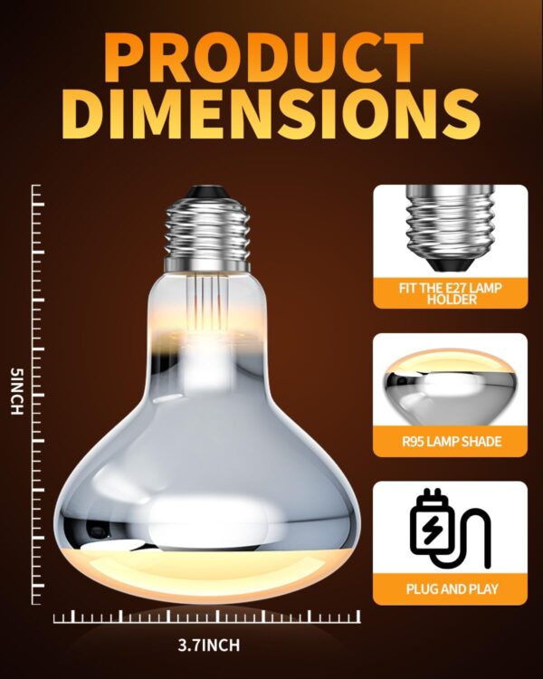 TobeBright UV D3 Basking Lamp Bulb E27 160W - UVB UVA Solar Basking Floodlight - Reptile Heat Lamp AC 220V - 240V, Provides Heat, Light and UV Bulbs, 900LM, 1 Pieces - Image 5