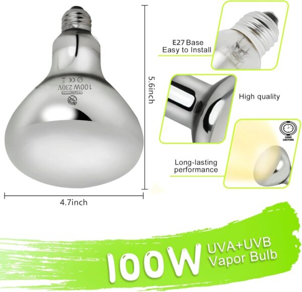 REPTI HOME Reptile UVA UVB Light, 100W UVB Basking Heat Lamp for Reptile, Vivarium Heat Lamp Bulb for Tortoise,Turtle,Puppy,Frog,Chick,Lizard - Image 5