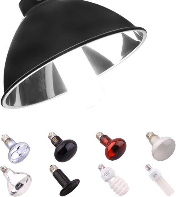 AIICIOO Reptile Bulb Holder with Clamp 8.5 Inches Terrarium Lamp Reflector in E27 Ceramic Socket for Lizard Tortoise Bearded Dragon Suitable for UVB and Heating Lamp - Image 5