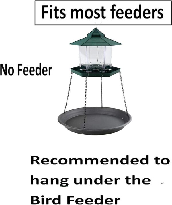 Bird Seed Catcher Tray Platform Feeder Hanging Tray Fits Most feeders Catches Most Falling Seed and Husk Great for Attracting Birds Outdoors, Backyard, Garden - No Feeders - Image 3