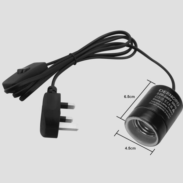DERNORD E27 Lamp Holder - Reptile Heat Lamp Tortoise Vivarium UVB Light Bulb Basking Spot Holder Adapter Ceramic Socket with On/Off Switch & Plug - Image 2