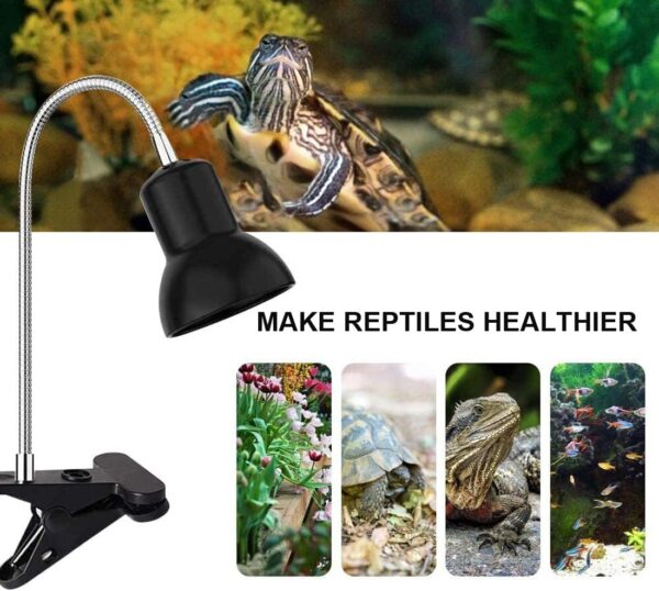 IuulFex Tortoise Heat Lamp Turtle Basking Light for Reptiles with 25W 50W 75W E27 UVA UVB Heat Spotlight Holder Clamp Lamp Fixture with 360° Rotating Neck for Lizards Turtle Snakes Aquarium Warm White - Image 3