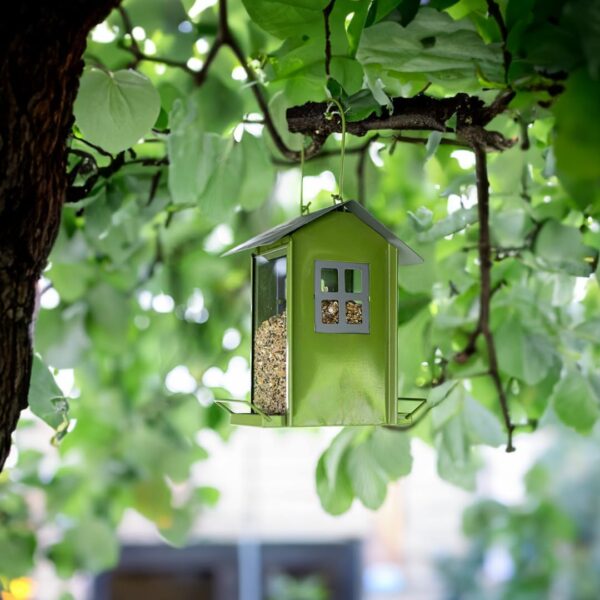 Garden Mile Beach Hut Bird Seed Feeder - Decorative Hanging Feeding Small Birds Feed House, Metal and Plastic Constructed Durable Seed feeding Station for Outdoor, Garden, Patio - Image 3
