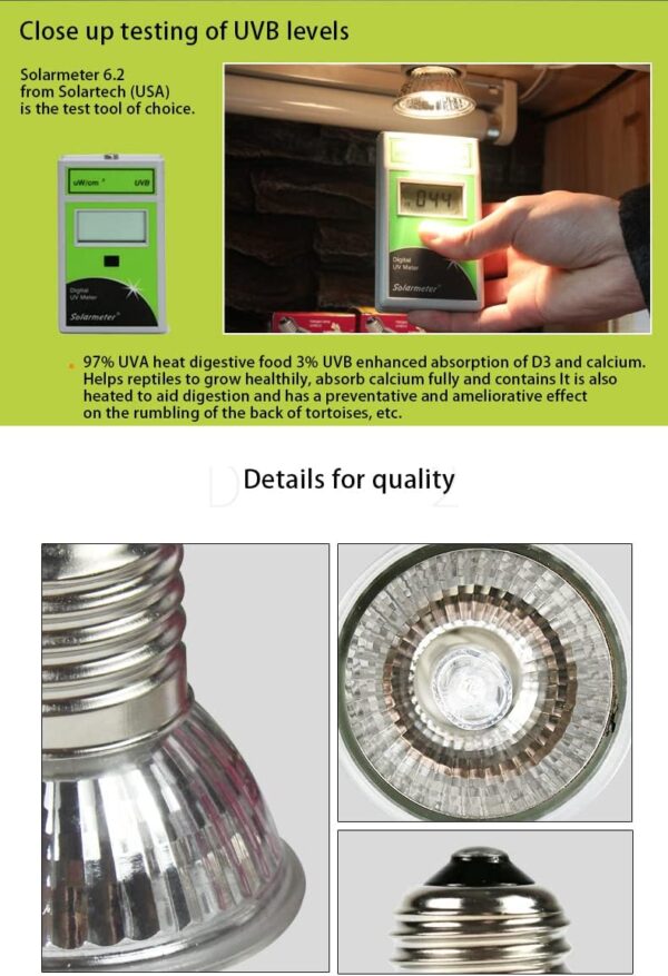 ATB-GIFT Pet Heating Lamp Bulb, 25W Mini UVA+UVB Full Spectrum Sun Lamp Bulb for Reptiles, Amphibian, Terrariums - Image 2