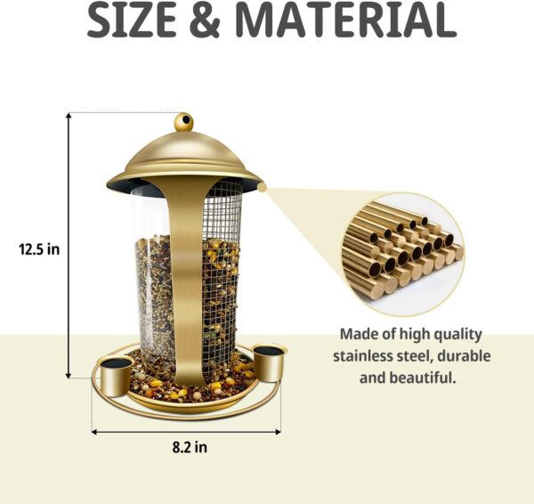 MLEPXBO Bird Feeders, Hanging Bird Feeder for Outside, 2 in 1 Metal Bird Feeder with Three Water Cups, 3.6 lb Large Capacity Seed Bird Feeders for Small Birds - Image 3