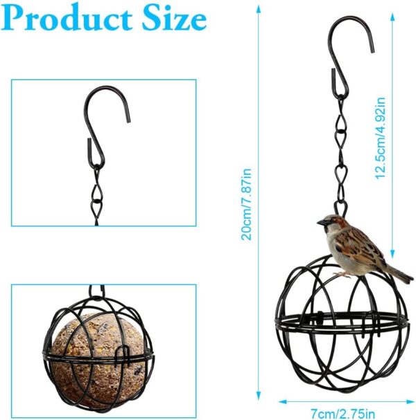 Furado Fat Ball Feeder, 4Pcs Small Hanging Fat Ball Bird Feeder Holder, Hanging Metal Small Bird Feeder for Feeding Outdoor Garden Wildlife Birds, Bird Feeders Hanging Station for Small Wildlife Birds - Image 2