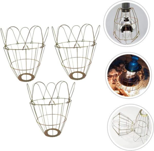 Happyyami 3pcs Light Accessory Light Fixture Lamp Retro Light Cage Sturdy Bulb Cage Wear- Lamp Cover Heat Emitter for Reptiles Snake Lamp Reptile Lamp Wire Cage Reptile Lamp Holder Iron - Image 2