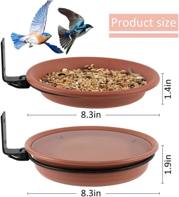 Renyigou 2 Piece Wall Mounted Bird Feeder Hanging Bird Feeder Tray for Garden Bird Feeder Stand Bird Baths Free Standing Installed on Trees Fence Outdoor Walls - Image 8
