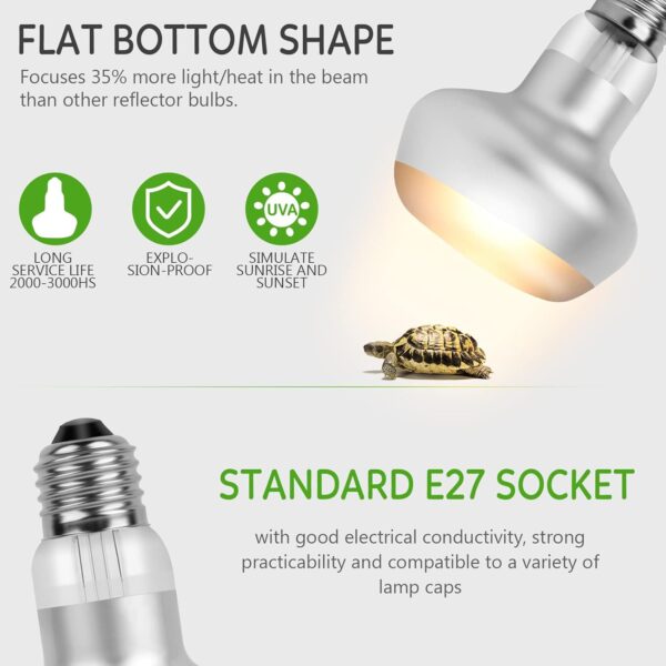 IOOTSEA 2 pcs Intense Basking Spot, Reptile Heat Lamp Terrarium Heater Light Bulb Socket E27 for Animals, Dimmable Daylight Bulb Sun Glow Lamp Turtles, Lizards (75, watt_Hours) - Image 2