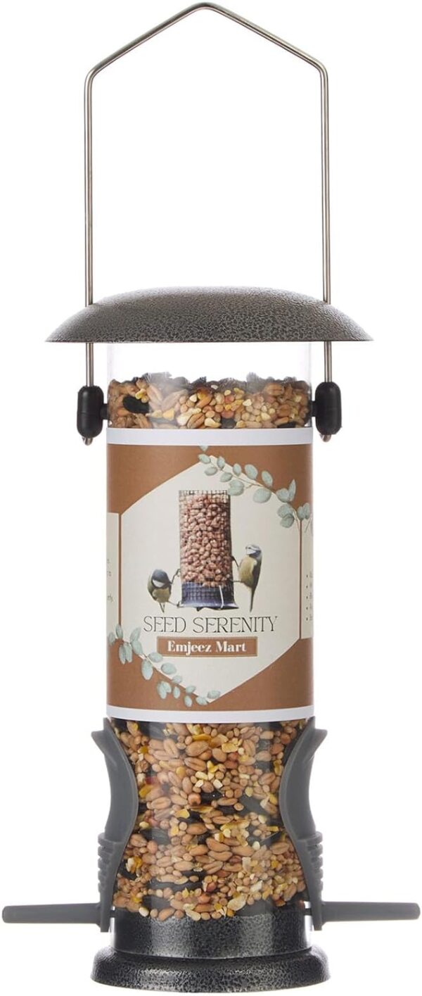 Emjeez Mart Wild Bird Seed Feeder Pre-Filled with Premium Seeds Plus Extra Seed packet,Sturdy Hanging Metal Design with Dual Perches, Refillable Lawn and Garden Outdoor use, bird feeders for Wild bird - Image 2
