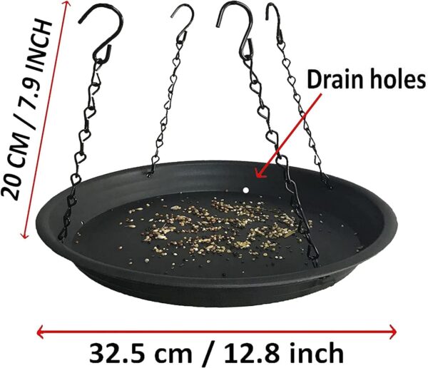 Pmsanzay 12.8'' Bird Seed Catcher Tray Platform Feeder, Large Hanging Tray Fits Most feeders Catches Falling Seed & Husk Great for Attracting Birds Outdoors,Backyard,Home Gardentracting Birds, Black - Image 2