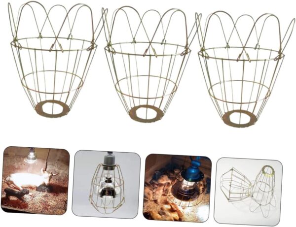 Happyyami 3pcs Light Accessory Light Fixture Lamp Retro Light Cage Sturdy Bulb Cage Wear- Lamp Cover Heat Emitter for Reptiles Snake Lamp Reptile Lamp Wire Cage Reptile Lamp Holder Iron - Image 8