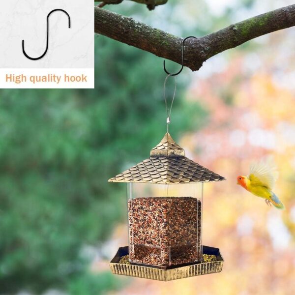 Urban Deco Bird Feeders Hanging Squirrel Proof Bird Feeder Plastic Bird Seed Feeder With Hexagonal Roof See Through Bird Feeder On Window Bird Feeders For Small Birds - Gold Goldfinch Feeder - Image 3