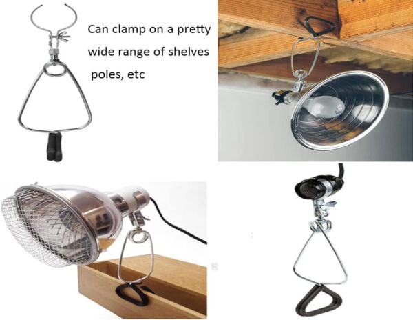 Adjustable Clamp Lamp Stand Fixture for Reptile Light clamp,E27/E26 lamp Socket Clip, Reptile Pet Heating Light Lamp Clamp Holder for Ceramic Bulbs Heater,IR Heat Lamp (Pack-1) - Image 5
