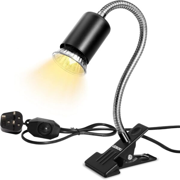 LEDBOKLI Reptile Heat Lamp UVA UVB Tortoise Heat Lamp E27 Holder with Two Heat Bulbs 25W and 50W Halogen Bulb for Turtle Amphibian Reptiles Lizard Snakes - Image 8