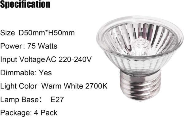 JQslight Reptile Heating Bulb Lamp - 75W UVA UVB Full Spectrum Sum Lamp Sunbathe Heat Light for Lizard Turtle Snakes Aquarium Aquatic Reptile and Amphibian (4-Pack) - Image 2