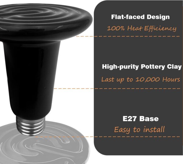 MBMYUCKY Reptile Heat Lamp Bulb - Ceramic Heat Emitter for Outside Dog House Tortoise Gecko E27 Bulb for Poultry Hamster Hedgehoge Bird Cage Heater (150Watt 2Pack) - Image 3