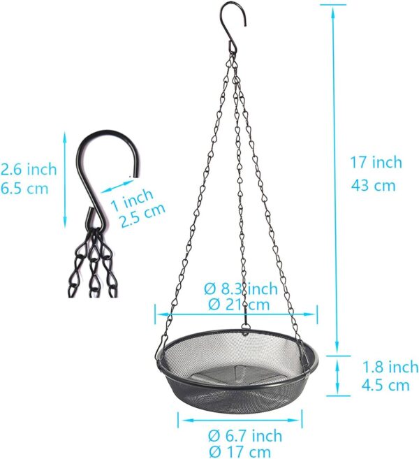 HH-LIFE 2 pcs Metal Mesh Hanging Bird Feeder Tray Food Platform for Bird Feeders, Outdoor Garden Decoration for Wild Backyard Attracting Birds (Ø21.5cm) - Image 2