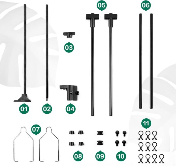 BETAZOOER Reptile Dual Lamp Stand Metal Adjustable Heating Lamp Holder Light Fixture Retractable Ideal for Reptile Glass Terrarium Amphibians/Terrestrial Invertebrates Vivarium - Image 4